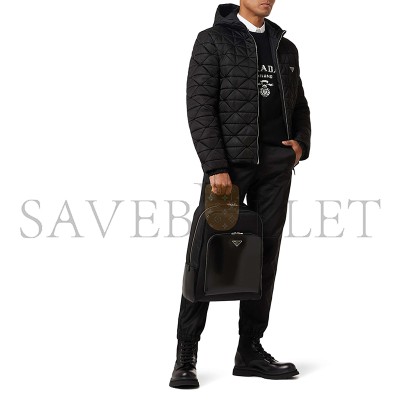 PRADA TRIANGLE LOGO BACKPACK IN RE-NYLON & LEATHER 1BZ005 (43*30*13cm) 